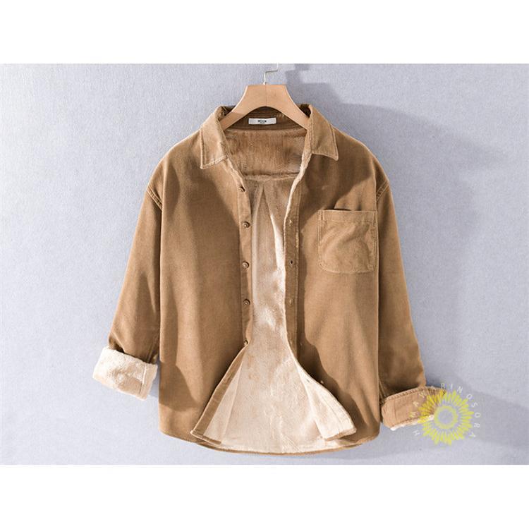 コーデュロイシャツ 厚手 メンズ 長袖シャツ カジュアルシャツ 無地 トップス 冬 ビジネス 冬服 あったか 裏ボア 通勤 裏起毛 