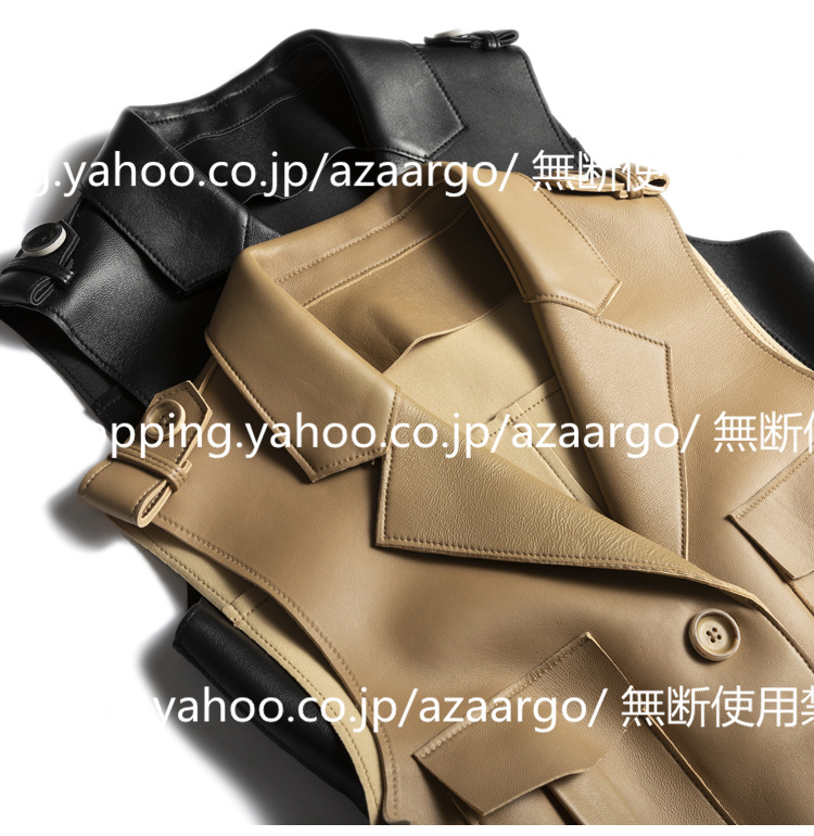 春夏秋冬 。 ベスト レディース レザーベスト 羊革 カジュアル 通勤 ベスト前開き バイク用ベスト ジレベスト チョッキ おしゃれ フォーマル 