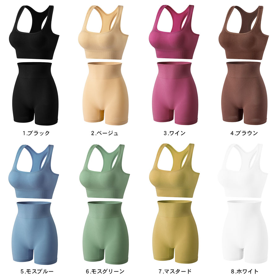 スポーツブラ レギンス 上下セット フィットネスウェア 2点セット バッククロス インナー スパッツ ブラ 