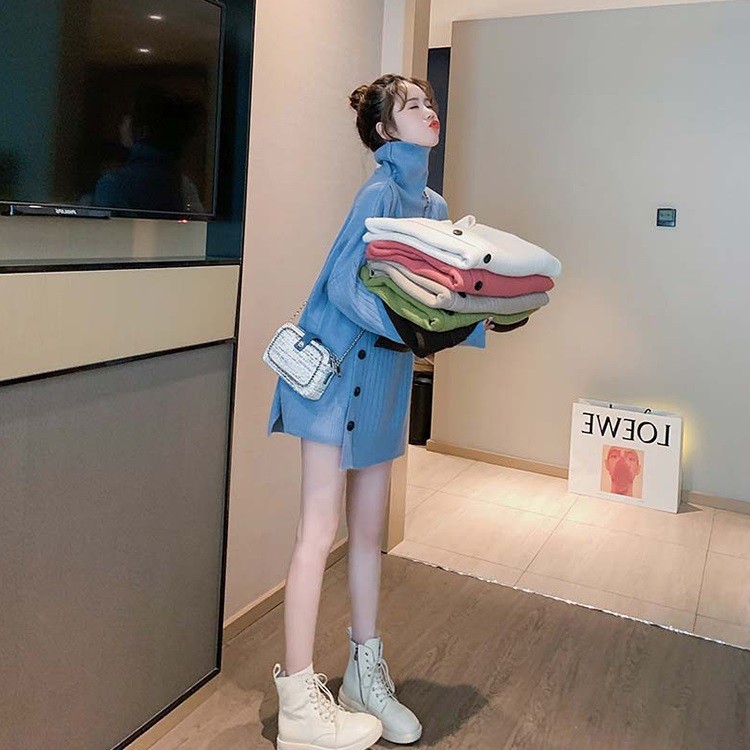 セーター ニット トップス レディース 秋冬 40代 6色 長袖セーター カジュアル ハイネック オシャレ ゆったり ロング丈セーター きれいめ 無地 大きいサイズ 