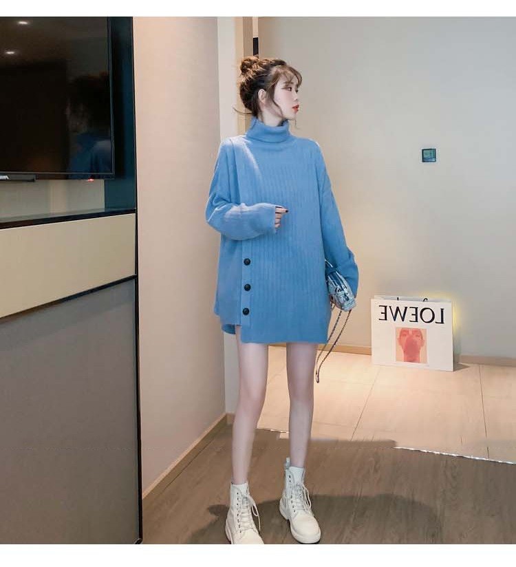 セーター ニット トップス レディース 秋冬 40代 6色 長袖セーター カジュアル ハイネック オシャレ ゆったり ロング丈セーター きれいめ 無地 大きいサイズ 