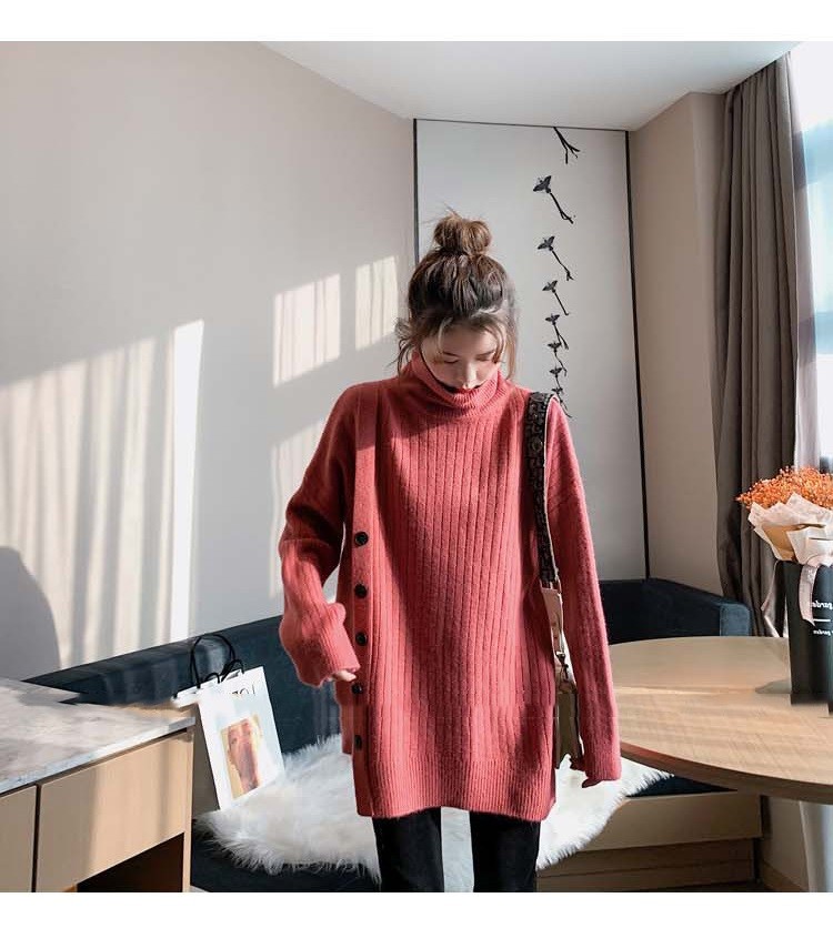 セーター ニット トップス レディース 秋冬 40代 6色 長袖セーター カジュアル ハイネック オシャレ ゆったり ロング丈セーター きれいめ 無地 大きいサイズ 