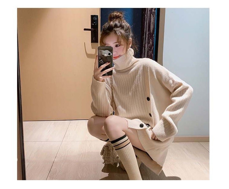 セーター ニット トップス レディース 秋冬 40代 6色 長袖セーター カジュアル ハイネック オシャレ ゆったり ロング丈セーター きれいめ 無地 大きいサイズ 