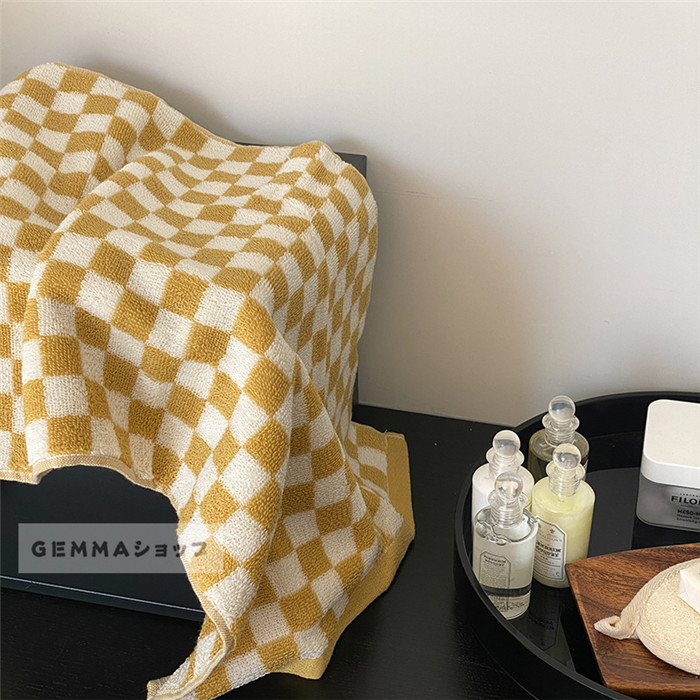 タオル ヴィンテージ チェック柄 チェッカー柄 格子縞 縦縞 コットン 棉 バスタオル 家庭用 大きいサイズ 吸水 