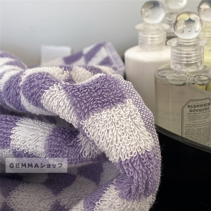 タオル ヴィンテージ チェック柄 チェッカー柄 格子縞 縦縞 コットン 棉 バスタオル 家庭用 大きいサイズ 吸水 