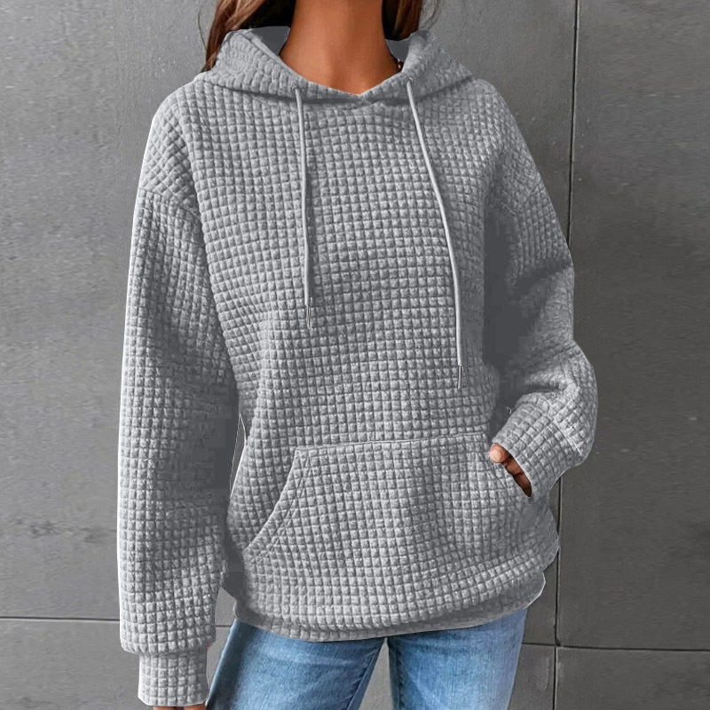 レディース ワッフル 長袖 大人 シンプル プルオーバー 体型カバー ビッグシルエット 大人かわいい トップス ゆったり スウェット カジュアル 