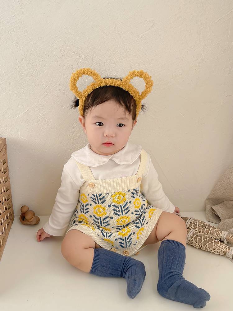 ロンパース ベビー ニット カーディガン セット 刺繍 ベビー服 秋冬 80 冬 花柄 長袖 たんぽぽ セットアップ 秋 赤ちゃん 70 フラワー 綿 子供服 春 女の子 