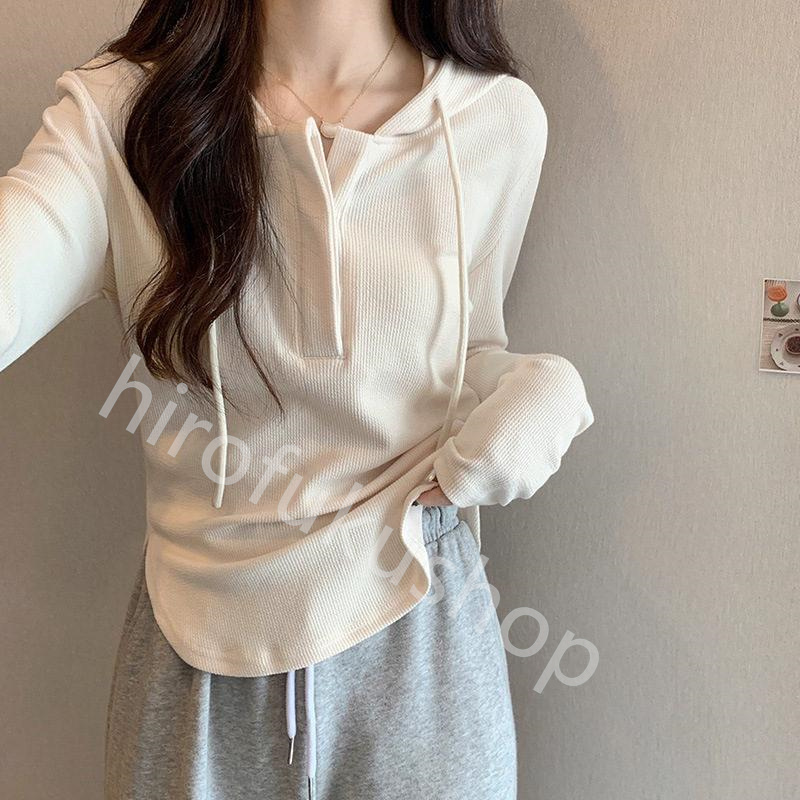 Tシャツ フード付き 長袖 カットソー レディース きれいめ 体型カバー ゆったり シンプル トップス 着痩せ おしゃれ カジュアル プルオーバー 