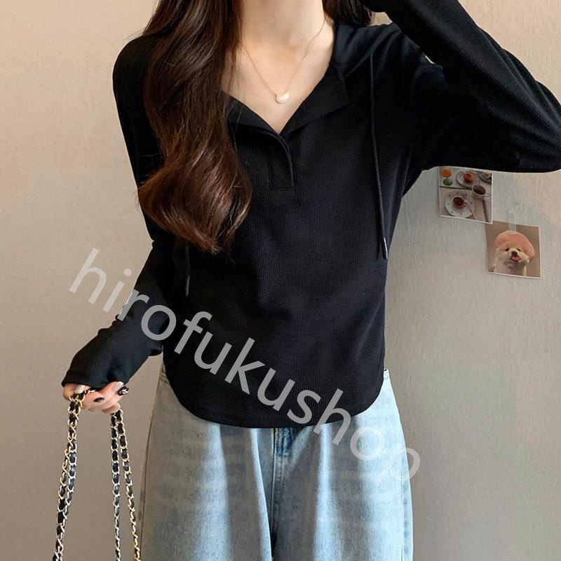Tシャツ フード付き 長袖 カットソー レディース きれいめ 体型カバー ゆったり シンプル トップス 着痩せ おしゃれ カジュアル プルオーバー 