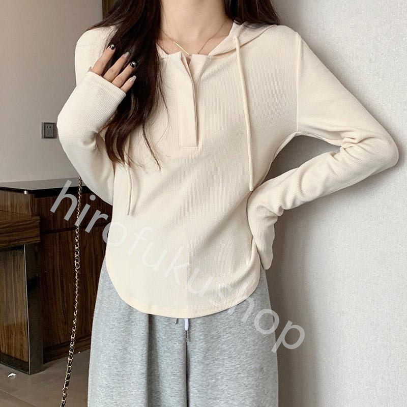 Tシャツ フード付き 長袖 カットソー レディース きれいめ 体型カバー ゆったり シンプル トップス 着痩せ おしゃれ カジュアル プルオーバー 
