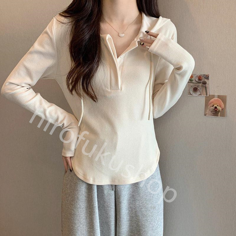 Tシャツ フード付き 長袖 カットソー レディース きれいめ 体型カバー ゆったり シンプル トップス 着痩せ おしゃれ カジュアル プルオーバー 