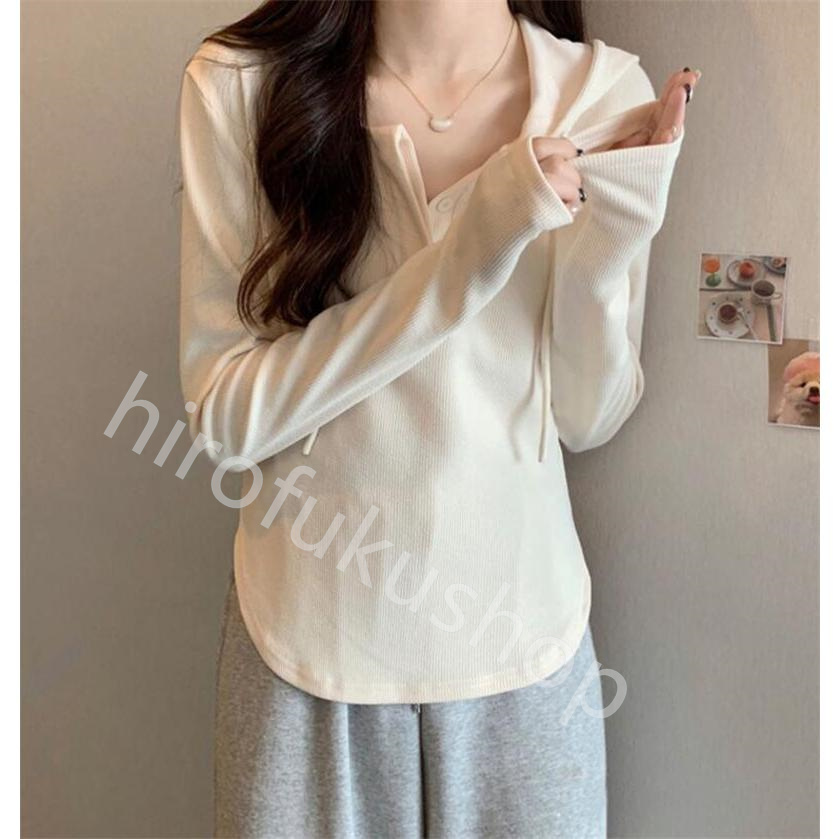 Tシャツ フード付き 長袖 カットソー レディース きれいめ 体型カバー ゆったり シンプル トップス 着痩せ おしゃれ カジュアル プルオーバー 