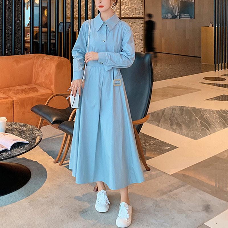 ロングワンピース 秋 異素材 フレアワンピ シャツワンピ ロング マキン丈 チェニック フレンチ スウェットワンピ 