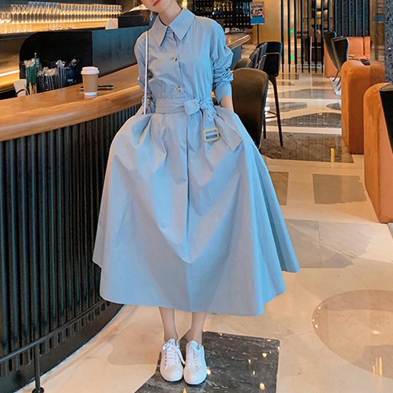 ロングワンピース 秋 異素材 フレアワンピ シャツワンピ ロング マキン丈 チェニック フレンチ スウェットワンピ 