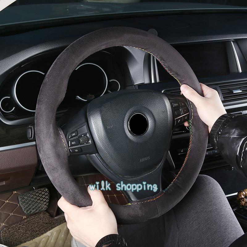 ハンドルカバー ステアリングカバー 手縫い 編み込み アルカンターラ レザー 乗用車 握りやすい おしゃれ 自動車用 軽自動車 簡単装着 撥水 内装用品 