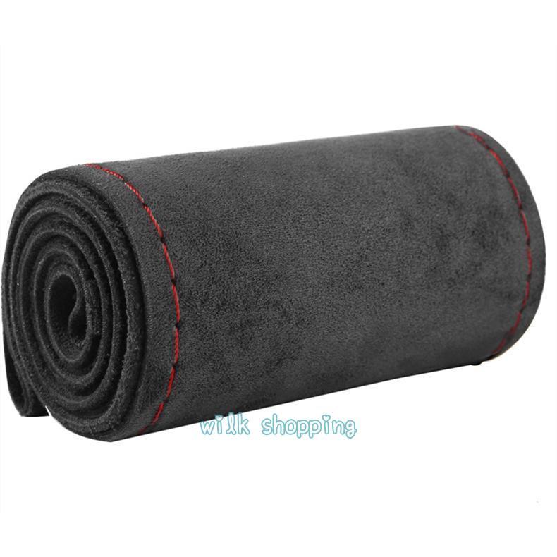 ハンドルカバー ステアリングカバー 手縫い 編み込み アルカンターラ レザー 乗用車 握りやすい おしゃれ 自動車用 軽自動車 簡単装着 撥水 内装用品 