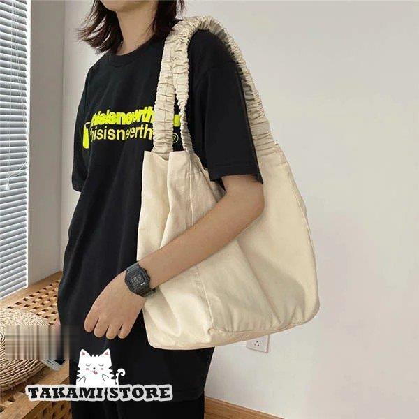 エコバッグ トートバッグ レディース 手提げバッグ ゴムショルダーベルト 折りたたみ キャン無地 軽量 大容量 ショッピングバッグ 買い物バッグ 