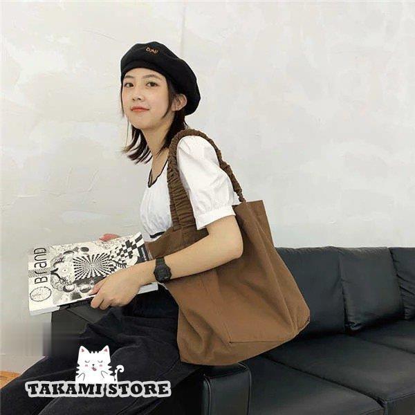 エコバッグ トートバッグ レディース 手提げバッグ ゴムショルダーベルト 折りたたみ キャン無地 軽量 大容量 ショッピングバッグ 買い物バッグ 