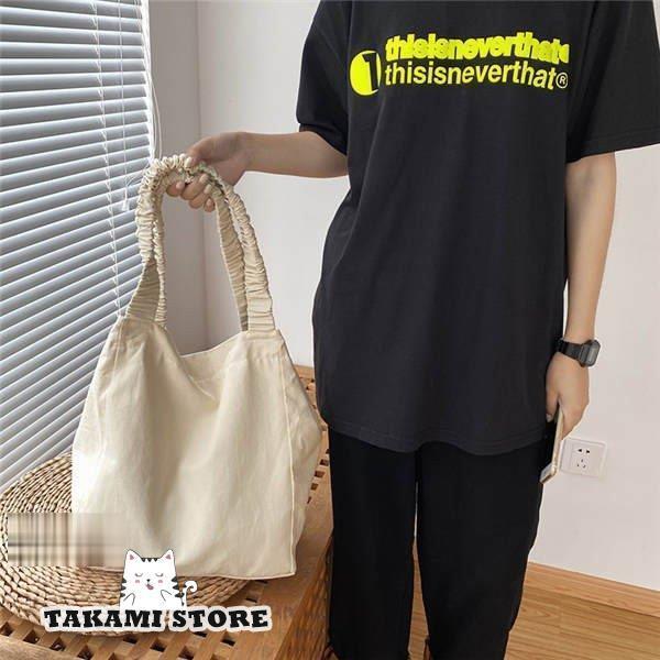 エコバッグ トートバッグ レディース 手提げバッグ ゴムショルダーベルト 折りたたみ キャン無地 軽量 大容量 ショッピングバッグ 買い物バッグ 