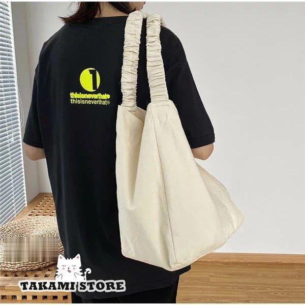 エコバッグ トートバッグ レディース 手提げバッグ ゴムショルダーベルト 折りたたみ キャン無地 軽量 大容量 ショッピングバッグ 買い物バッグ 