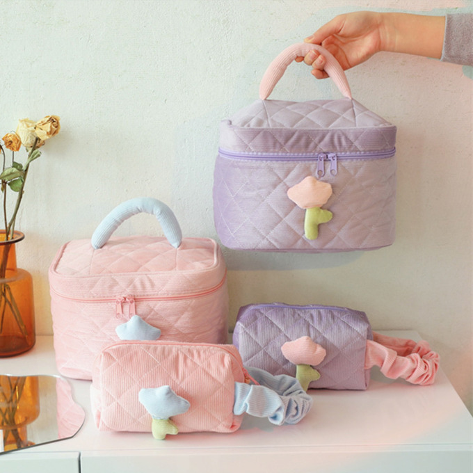 2023 新作 ミニ バッグ ポーチ ２点セット メイクポーチ ポーチ コスメ ポーチ コーデュロイ ボックス 箱型 キルティング おむつ 化粧ポーチ ミニバッグ キルト 