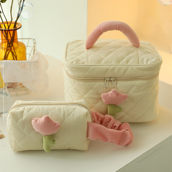 2023 新作 ミニ バッグ ポーチ ２点セット メイクポーチ ポーチ コスメ ポーチ コーデュロイ ボックス 箱型 キルティング おむつ 化粧ポーチ ミニバッグ キルト 