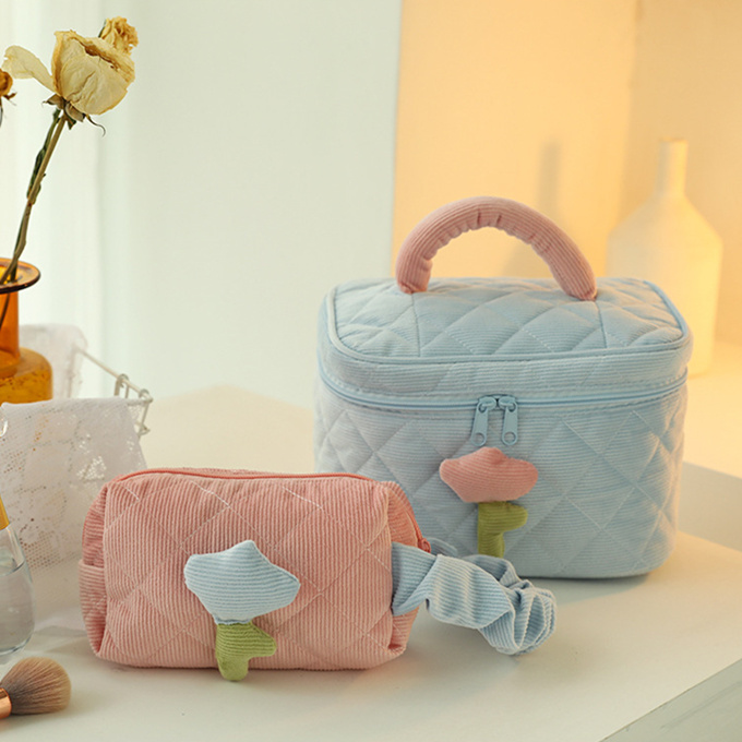 2023 新作 ミニ バッグ ポーチ ２点セット メイクポーチ ポーチ コスメ ポーチ コーデュロイ ボックス 箱型 キルティング おむつ 化粧ポーチ ミニバッグ キルト 