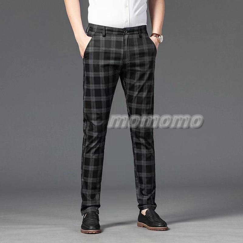 スラックス メンズ スリムパンツ 細身 美脚 ボおしゃれ 男性 紳士パンツ チェック柄 ビジネスパンツ春夏秋 ストライプ ウォッシャブル クールビズ 