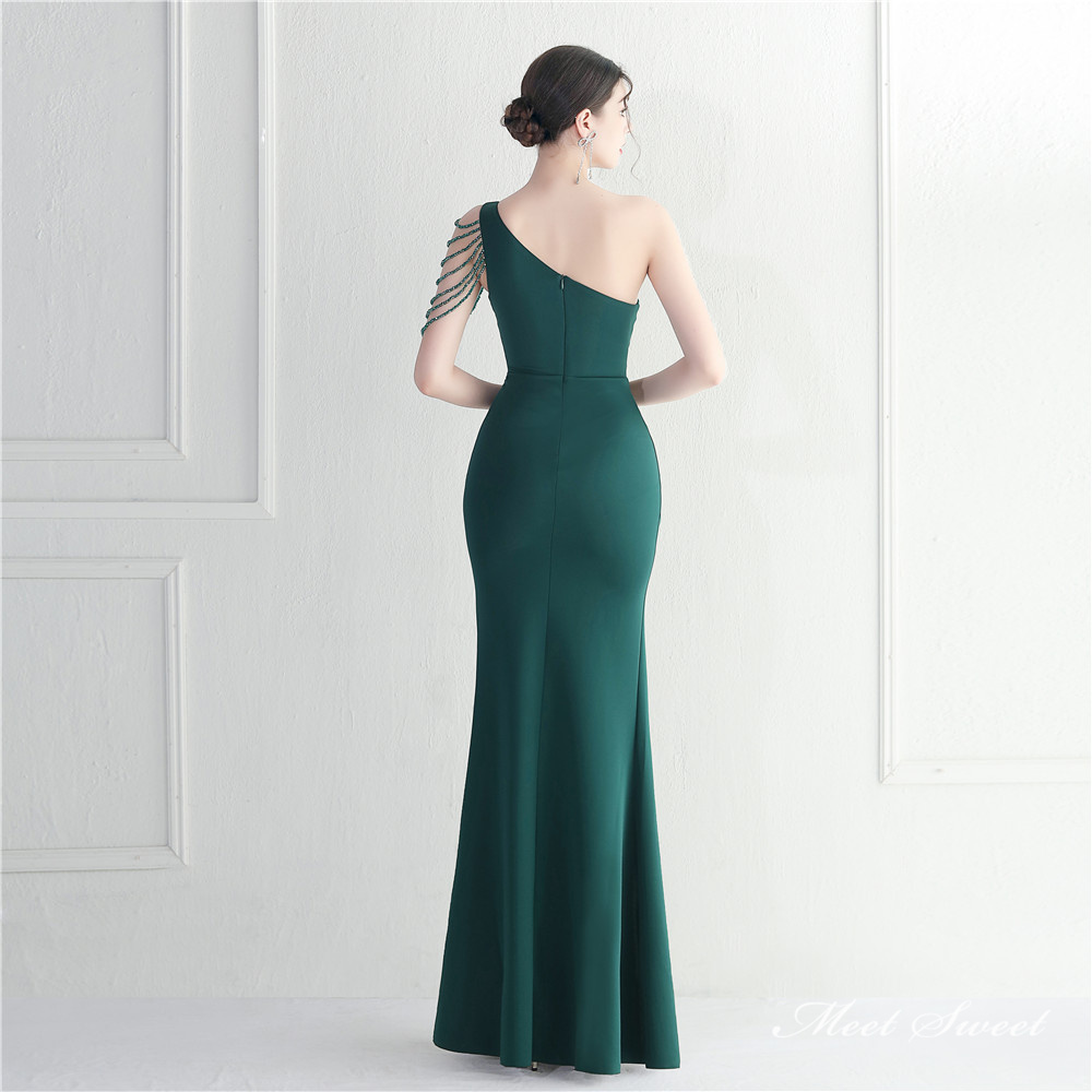 カラードレス マーメイドドレス パーティードレス ワンショルダー スリット ウェディングドレス ロングドレス 結婚式 発表会披露宴 サテン 演奏会 二次会 