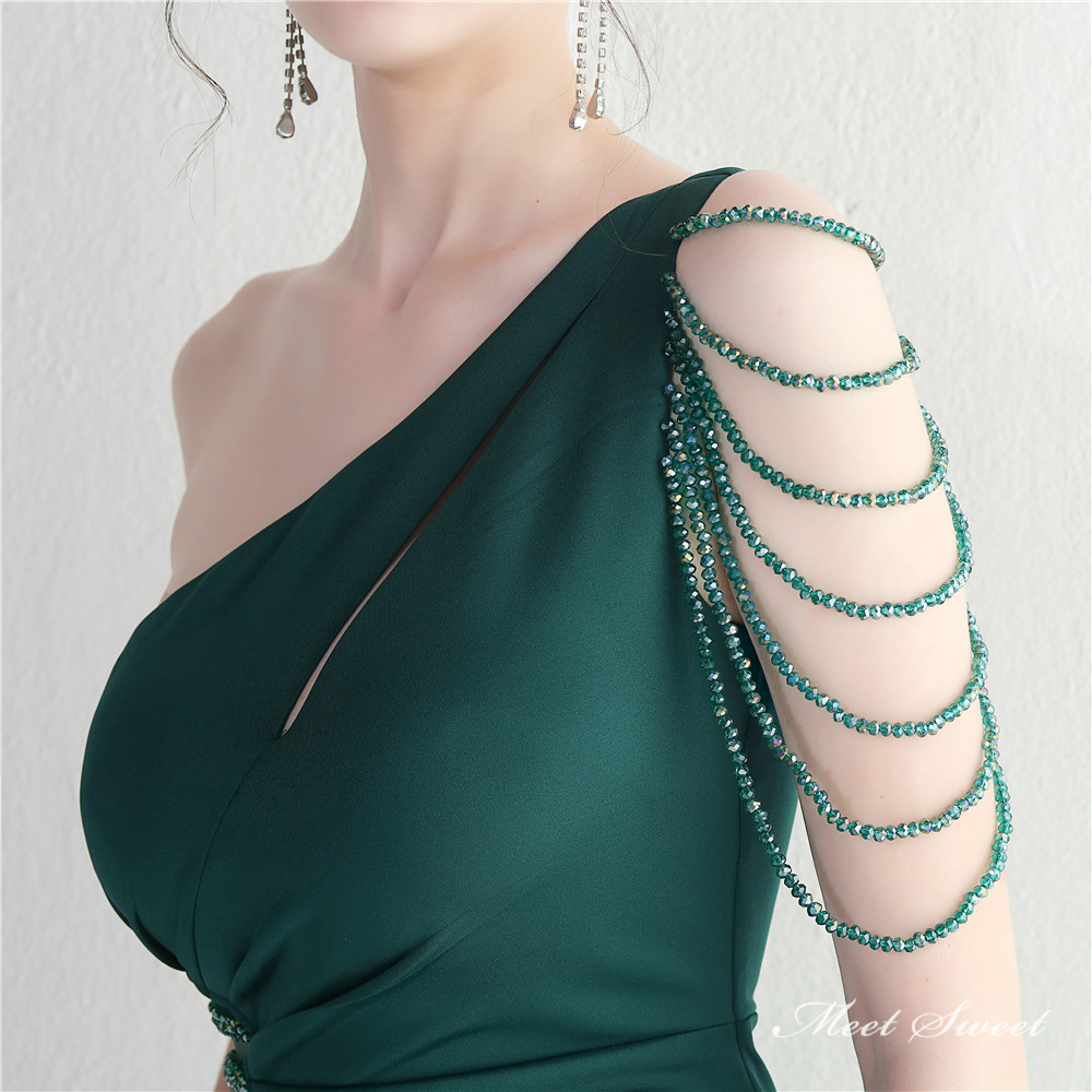 カラードレス マーメイドドレス パーティードレス ワンショルダー スリット ウェディングドレス ロングドレス 結婚式 発表会披露宴 サテン 演奏会 二次会 