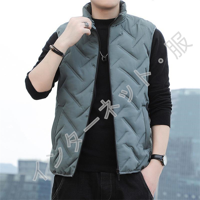 中綿ベスト メンズ ベスト アウター スタンドジップアップ 防寒 秋冬 通学 暖か 通勤 軽量 送料無料 大きいサイズ 着痩 無地 ゆったり おしゃれ 