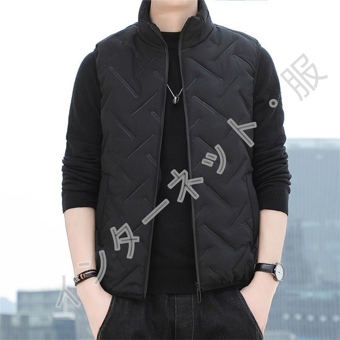 中綿ベスト メンズ ベスト アウター スタンドジップアップ 防寒 秋冬 通学 暖か 通勤 軽量 送料無料 大きいサイズ 着痩 無地 ゆったり おしゃれ 