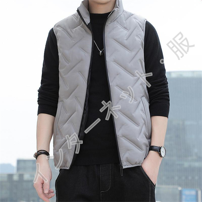 中綿ベスト メンズ ベスト アウター スタンドジップアップ 防寒 秋冬 通学 暖か 通勤 軽量 送料無料 大きいサイズ 着痩 無地 ゆったり おしゃれ 