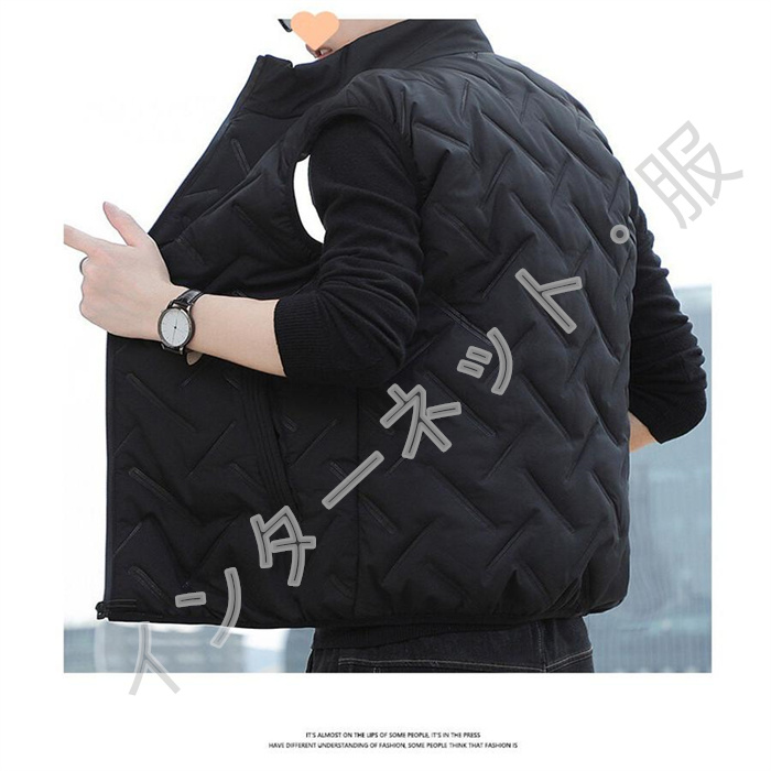 中綿ベスト メンズ ベスト アウター スタンドジップアップ 防寒 秋冬 通学 暖か 通勤 軽量 送料無料 大きいサイズ 着痩 無地 ゆったり おしゃれ 