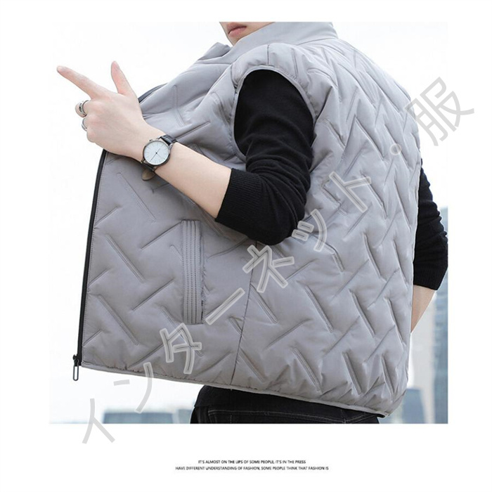 中綿ベスト メンズ ベスト アウター スタンドジップアップ 防寒 秋冬 通学 暖か 通勤 軽量 送料無料 大きいサイズ 着痩 無地 ゆったり おしゃれ 