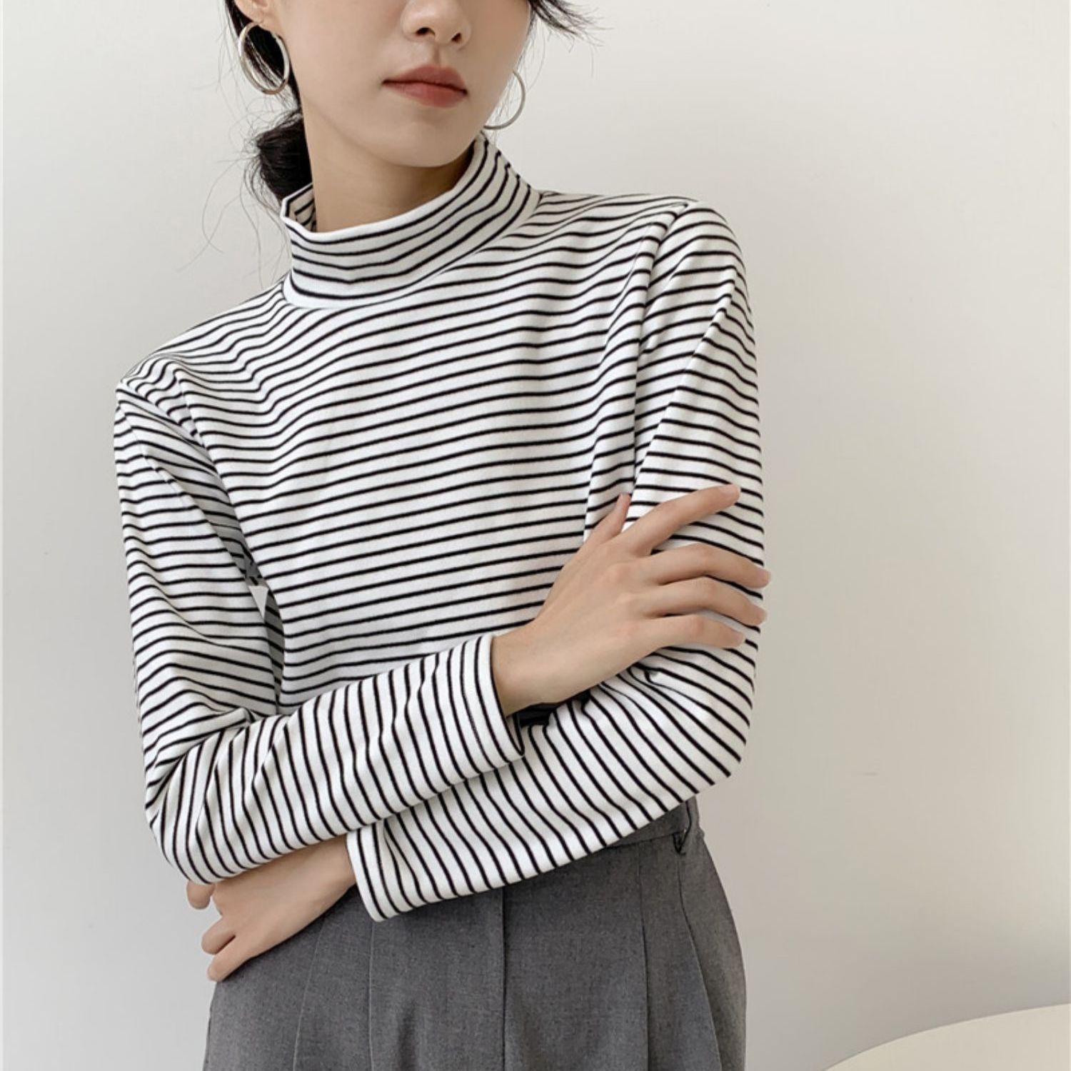 レディース 春 夏 秋 トップス Tシャツ 通勤 ボーダー 長袖 クルーネック フレアスリーブ カットソー ロングスリーブ オフィスカジュアル 