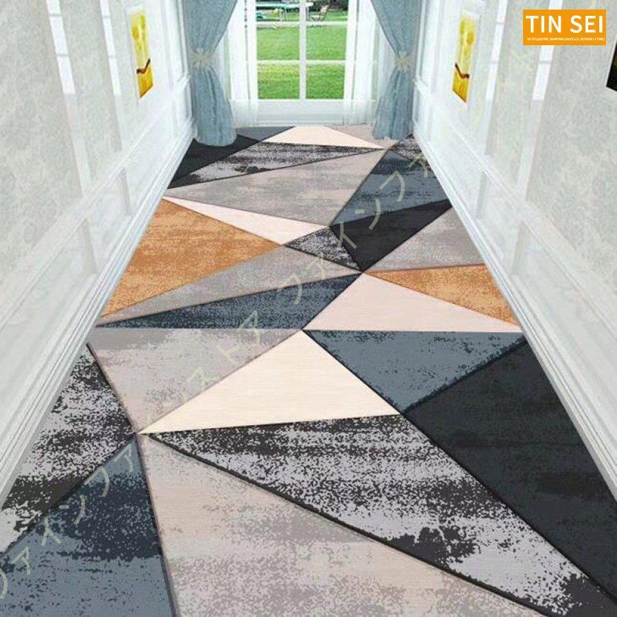 廊下敷きカーペット 幾何柄 民族柄 ロングマット 洗える 滑り止め付 廊下 高級 防音 じゅうたん キッチンマット オールシーズン ラグマット マット 北欧風 