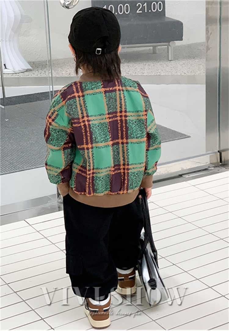 キッズ アウター 長袖 トップス ジャンパー シンプル 動きやすい ポケット ゆったり おしゃれ あわせやすい チェック 着やすい カジュアル 