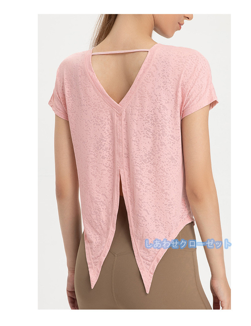 ヨガウェア レディース トップス 半袖 Tシャツ ホットヨガ スポーツウェア ランニングウェア かわいい フィットネス おしゃれ 速乾 吸汗 