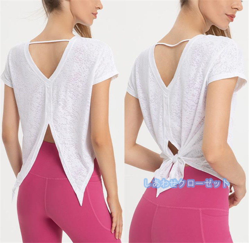 ヨガウェア レディース トップス 半袖 Tシャツ ホットヨガ スポーツウェア ランニングウェア かわいい フィットネス おしゃれ 速乾 吸汗 