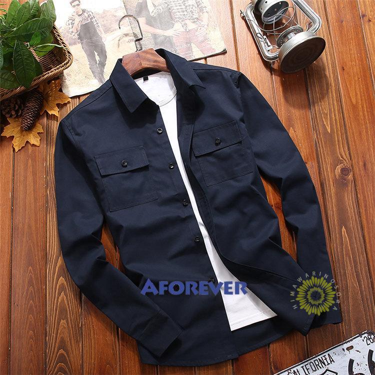 長袖シャツ メンズ ミリタリーシャツ 無地 シャツ ワークシャツ 秋服 50代 秋 春服 ファッション 長袖 トップス カジュアルシャツ 大きいサイズ 40代 