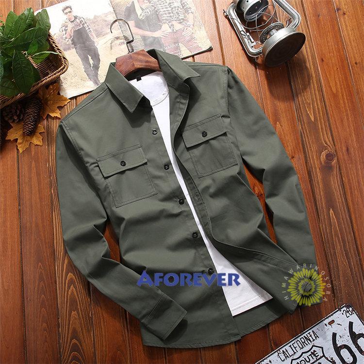 長袖シャツ メンズ ミリタリーシャツ 無地 シャツ ワークシャツ 秋服 50代 秋 春服 ファッション 長袖 トップス カジュアルシャツ 大きいサイズ 40代 