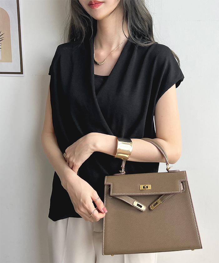 トップス レディース フレンチスリーブ Vネック カシュクール ニット きれいめ カシュクールフレンチスリーブトップス ファッション 韓国 上品 オフィス 