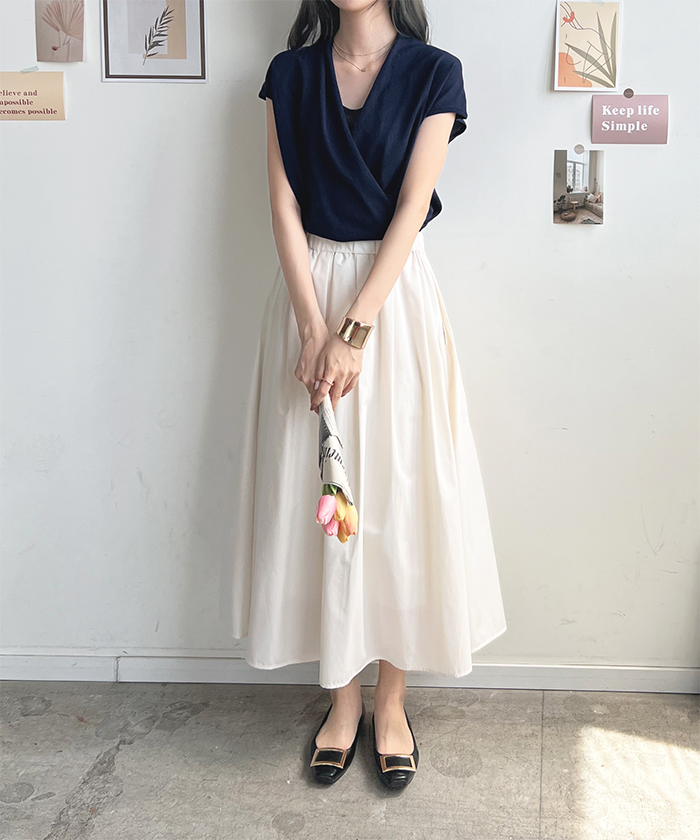 トップス レディース フレンチスリーブ Vネック カシュクール ニット きれいめ カシュクールフレンチスリーブトップス ファッション 韓国 上品 オフィス 