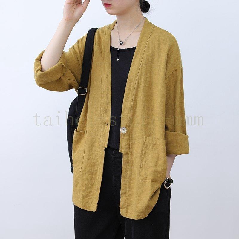 カーディガン レディース ジャケット ノーカラージャケット 綿麻 サマージャケット 40代 春夏 20代 無地 30代 カジュアル アウター 50代 薄手 