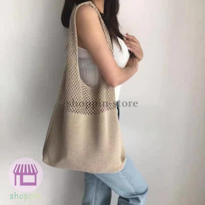 トートバッグ 大容量 肩掛けバッグ 編み 大きめ レディース 肩掛け 軽量 お洒落 通勤通学 エコバッグ 旅行 手提げ カジュアル ショルダーバッグ 