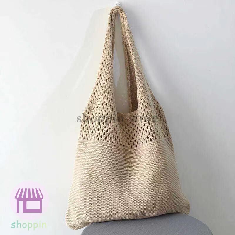 トートバッグ 大容量 肩掛けバッグ 編み 大きめ レディース 肩掛け 軽量 お洒落 通勤通学 エコバッグ 旅行 手提げ カジュアル ショルダーバッグ 