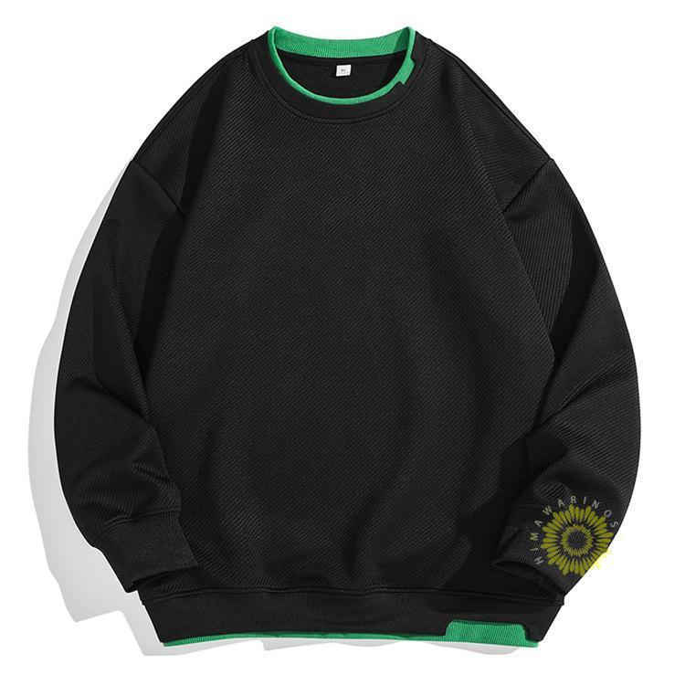 スウェットシャツ トレーナー メンズ 長袖 プルオーバー 重ね着風 丸首 カジュアル 2023 ゆったり おしゃれ 秋 トップス 無地 秋服 