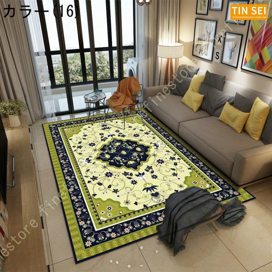 絨毯 高級 ラグ おしゃれ カーペット ラグマット 高級 じゅうたん ヴィンテージ オレンジ グリーン 厚手 クラシック アンティーク アンティーク調 