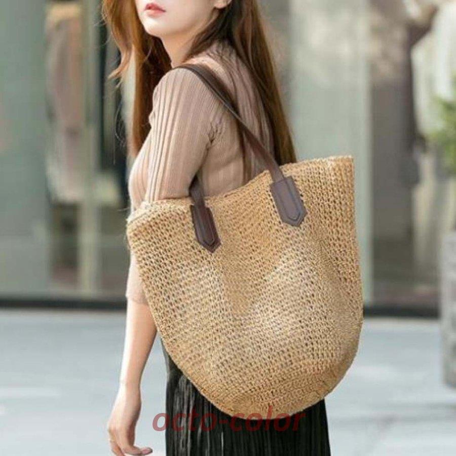 かごバッグ レディース トートバッグ A4 ストローバッグ 夏 リゾート バッグ 